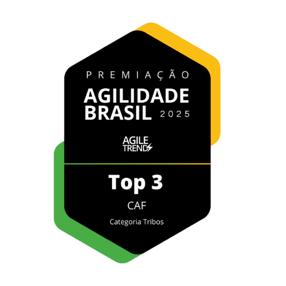 Selo Premiação Agilidade Brasil 2025, Top 3, CAF, categoria Tribos